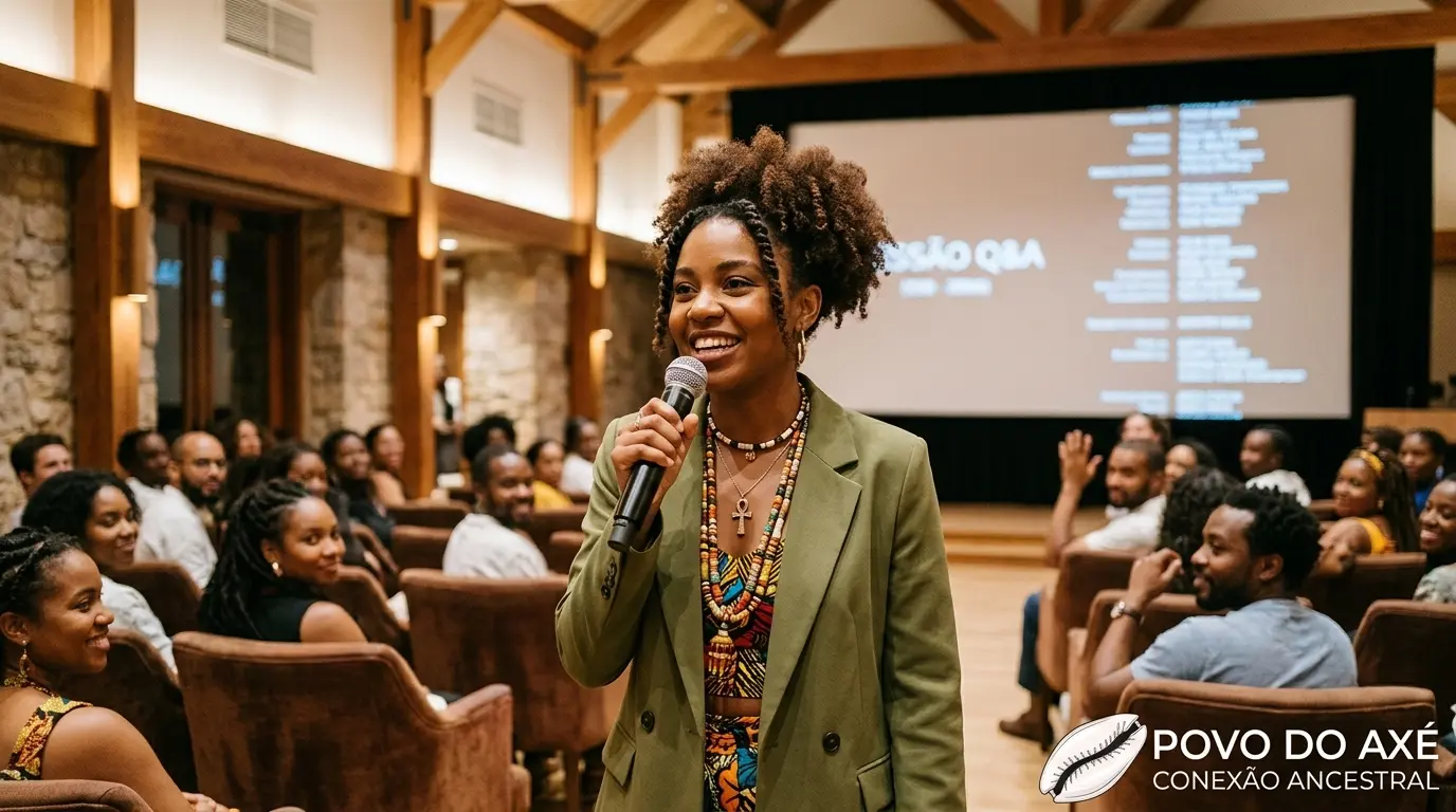 Cinema Afro-brasileiro Cresce em 2026 com Novas Mostras e Lançamentos Cineasta Negra Debatendo Filme Em Roda de Conversa