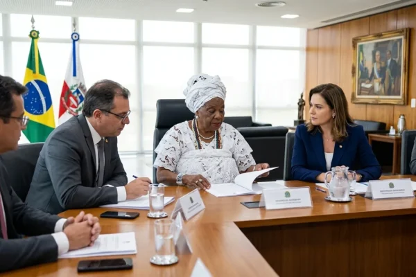 Lideranca De Terreiro E Autoridades Em Reuniao Do Plano Nacional