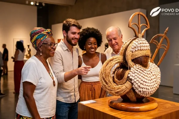 Visitantes Admiram Obras Em Exposicao De Arte Afro Brasileira